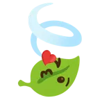 face blowing a kiss + leaf fluttering in wind