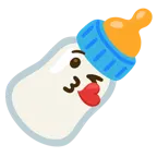 face blowing a kiss + baby bottle