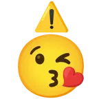 face blowing a kiss + warning