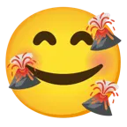 smiling face with hearts + volcano