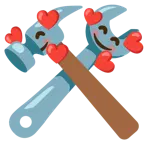 smiling face with hearts + hammer and wrench
