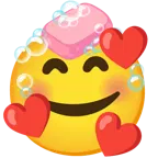 smiling face with hearts + soap