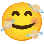 smiling face with hearts + ringed planet