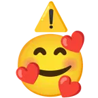 smiling face with hearts + warning