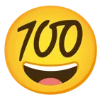 grinning face with smiling eyes + hundred points