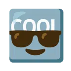 faccina con sorriso e occhiali da sole + pulsante COOL