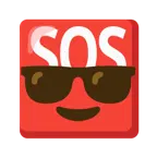 faccina con sorriso e occhiali da sole + pulsante SOS