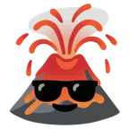faccina con sorriso e occhiali da sole + vulcano