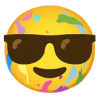faccina con sorriso e occhiali da sole + tavolozza
