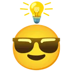 faccina con sorriso e occhiali da sole + lampadina