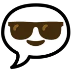faccina con sorriso e occhiali da sole + fumetto
