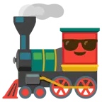 faccina con sorriso e occhiali da sole + locomotiva
