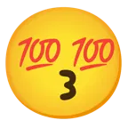 kissing face with smiling eyes + hundred points