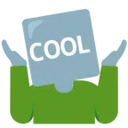 persona che scrolla le spalle + pulsante COOL