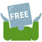 persona che scrolla le spalle + pulsante FREE