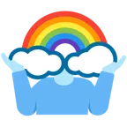 persona che scrolla le spalle + arcobaleno