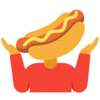 persona che scrolla le spalle + hot dog