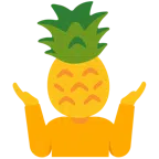 persona che scrolla le spalle + ananas