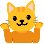 persona che scrolla le spalle + muso di gatto