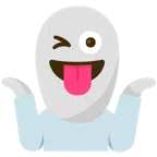 persona che scrolla le spalle + fantasma