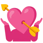 persona che scrolla le spalle + cuore con freccia