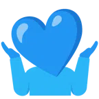 persona che scrolla le spalle + cuore blu