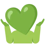 persona che scrolla le spalle + cuore verde