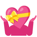 persona che scrolla le spalle + cuore con fiocco