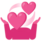persona che scrolla le spalle + cuori che girano