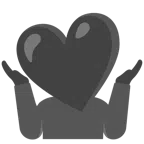 persona che scrolla le spalle + cuore nero