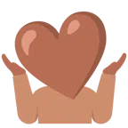persona che scrolla le spalle + cuore marrone