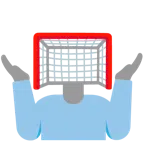 persona che scrolla le spalle + porta da calcio