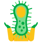 persona che scrolla le spalle + microbo