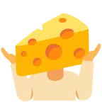 persona che scrolla le spalle + fetta di formaggio