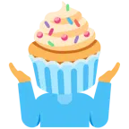 persona che scrolla le spalle + cupcake