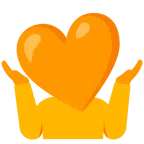 persona che scrolla le spalle + cuore arancione
