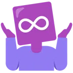 persona che scrolla le spalle + simbolo dell’infinito