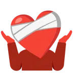 persona che scrolla le spalle + cuore guarito