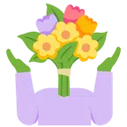 persona che scrolla le spalle + mazzo di fiori