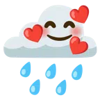 เมฆฝน + หน้ายิ้มพร้อมกับหัวใจหลายดวง
