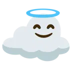 faccina con sorriso e aureola + nuvola