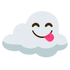 face savoring food + cloud