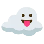face with tongue + cloud