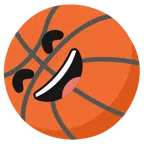 Basketball + grinsendes Gesicht mit lachenden Augen