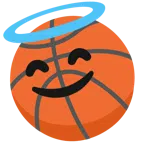 Basketball + lächelndes Gesicht mit Heiligenschein