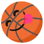 Basketball + sich die Lippen leckendes Gesicht
