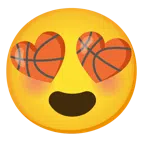 Basketball + lächelndes Gesicht mit herzförmigen Augen