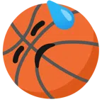 Basketball + bedrücktes Gesicht mit Schweiß