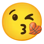 Basketball + Kuss zuwerfendes Gesicht