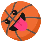 Basketball + Gesicht mit herausgestreckter Zunge